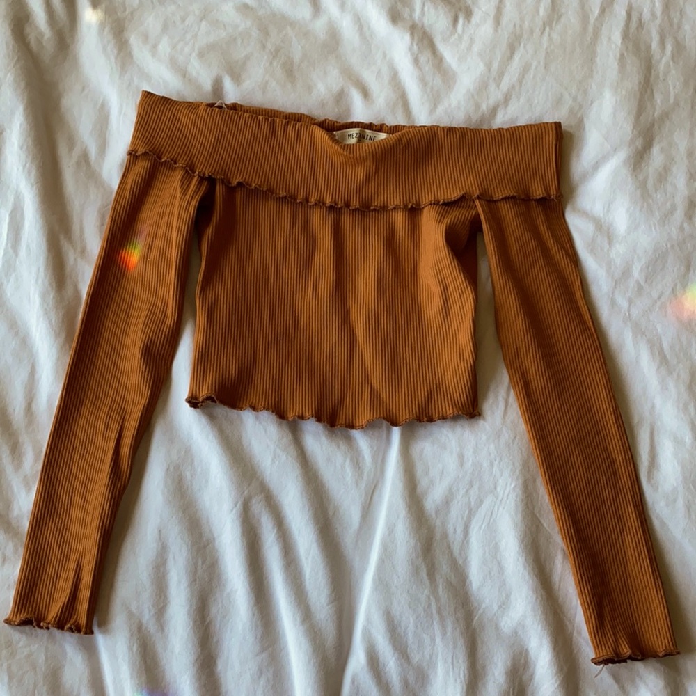 Orange off-shoulder long sleeve